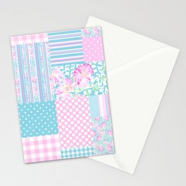 Roses and Butterflies Faux Patchwork Stationery Cards