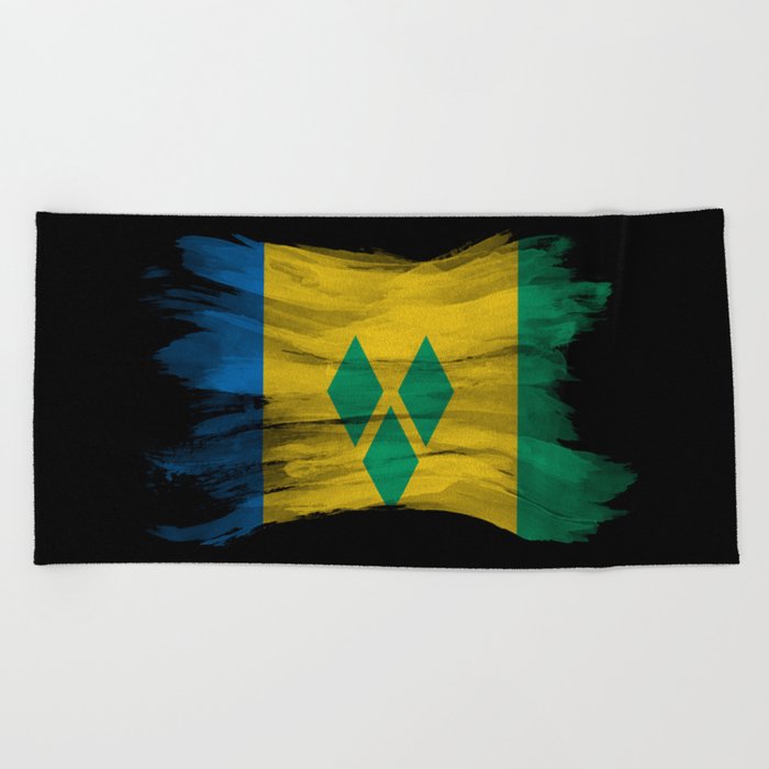 Saint Vincent and the Grenadines flag brush stroke, national flag Beach Towel