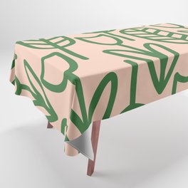 Cheerful Garden Minimalist Pattern in Green and Millennial Pink Tablecloth