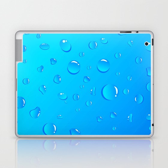 Water Droplets on Blue Background. Laptop & iPad Skin