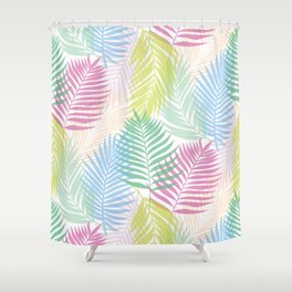 Layered Palms - White Shower Curtain