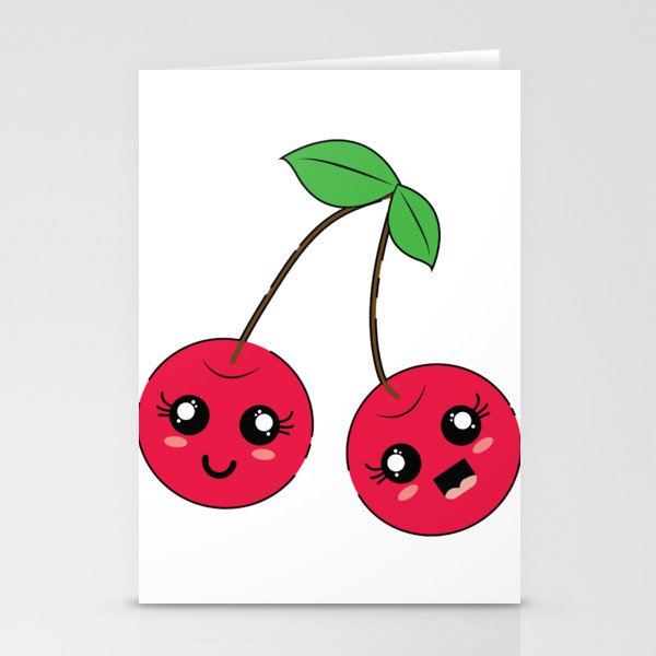 Cute Cherry Fruit Illustration Stationery Cards