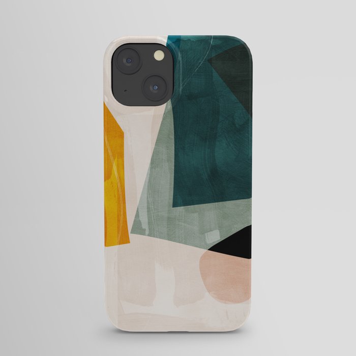 mid century shapes abstract painting 3 iPhone Case
