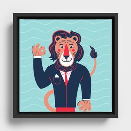 Hello children, says the lion Framed Canvas