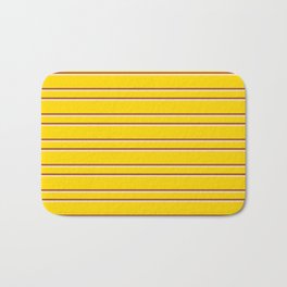 [ Thumbnail: Yellow, Sienna & Tan Colored Lines/Stripes Pattern Bath Mat ]
