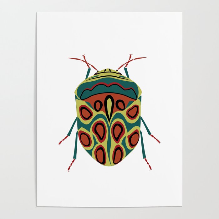 Green and Red Illustration Bug Poster