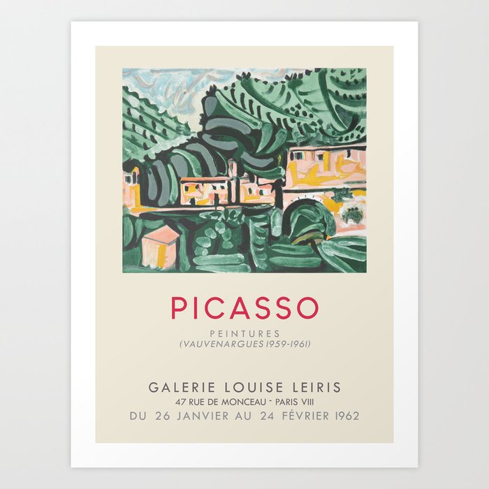 Pablo Picasso. Exhibition poster for Galerie Louise Leiris in Paris, 1962. Art Print