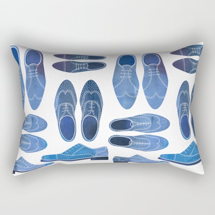 Blue Brogue Shoes Rectangular Pillow