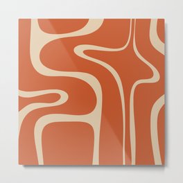 Copacetic Retro Abstract in Mid Mod Burnt Orange and Beige Metal Print