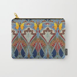 Ornate blue & Yellow Art Nouveau Butterfly Red Designs Carry-All Pouch