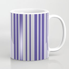 [ Thumbnail: Light Gray and Dark Slate Blue Colored Lines Pattern Coffee Mug ]