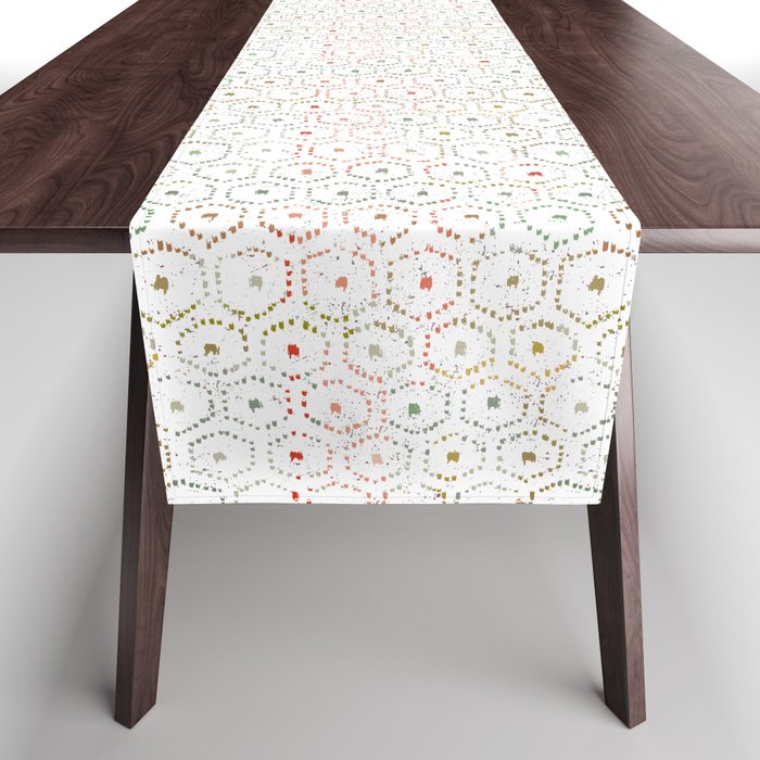 Neutral-toned brushstrokes hexagons Table Runner