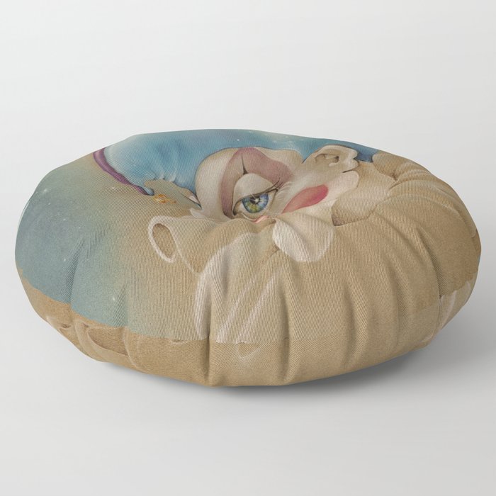 PUNCHINELLO JESTER COLORED PENCIL DRAWING Floor Pillow