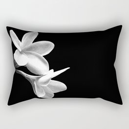 White Flowers Black Background Rectangular Pillow