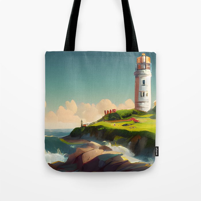 Lighthouse Landcape Tote Bag