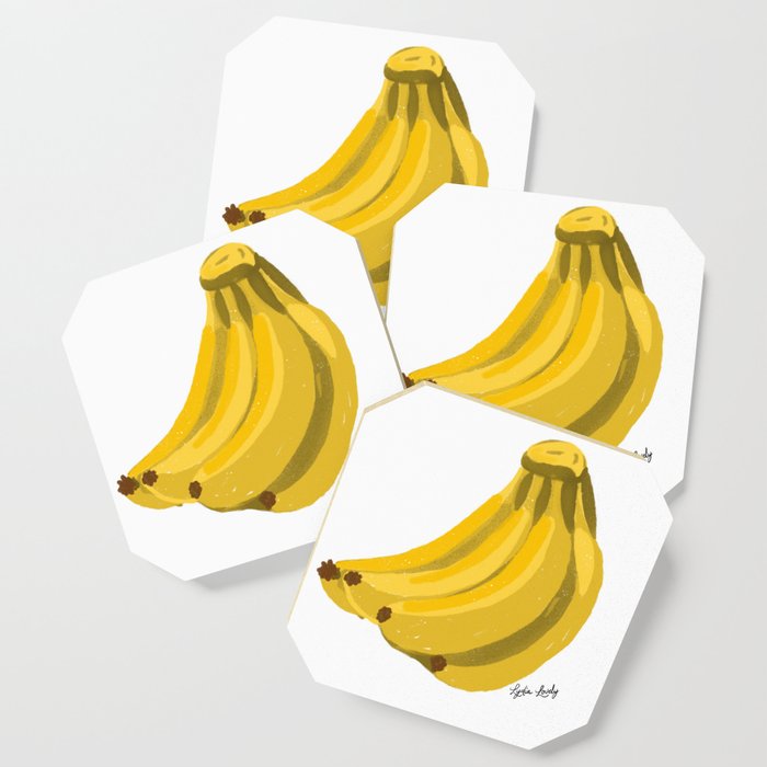 Bananas yellow- white/ transparent background Coaster