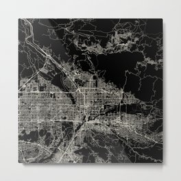 San Bernardino USA - City Map - Black and White Aesthetic Metal Print