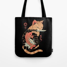 Carp Tattooed Cat Tote Bag