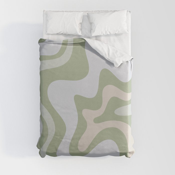 Liquid Swirl Contemporary Abstract Pattern in Light Sage Green Duvet Cover