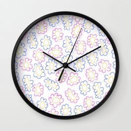 Purple & Pink Flower Doodle Wall Clock