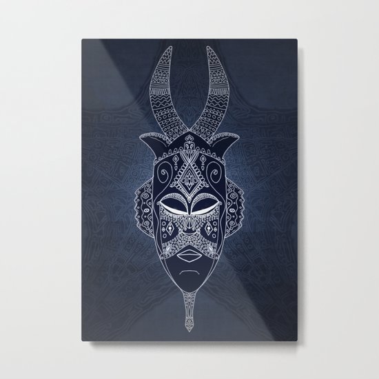 Horned Tribal Mask (color version) Metal Print