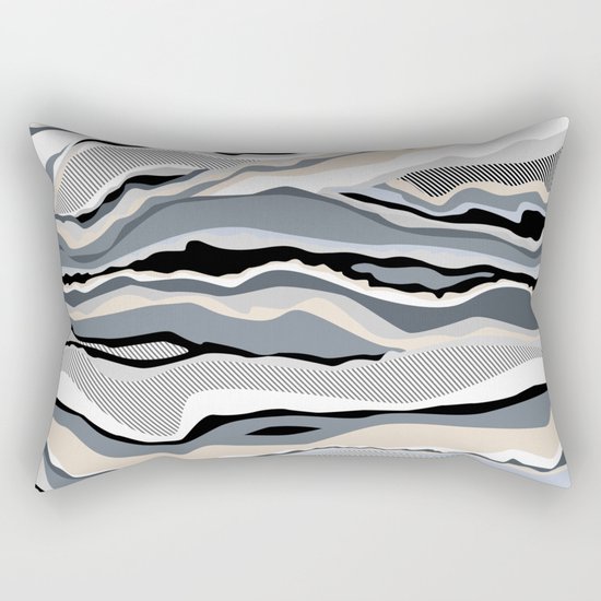 Black and white scandinavian minimal line pattern Rectangular Pillow