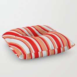[ Thumbnail: Red, Light Cyan & Coral Colored Lines/Stripes Pattern Floor Pillow ]