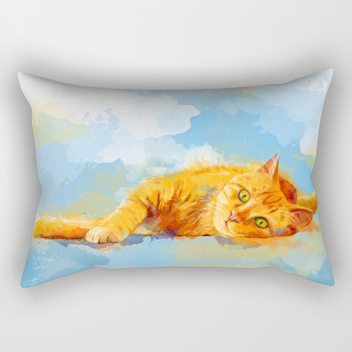 Cat Dream Orange Tabby Cat Painting Rectangular Pillow By