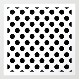 Black and White Medium Polka Dots Art Print