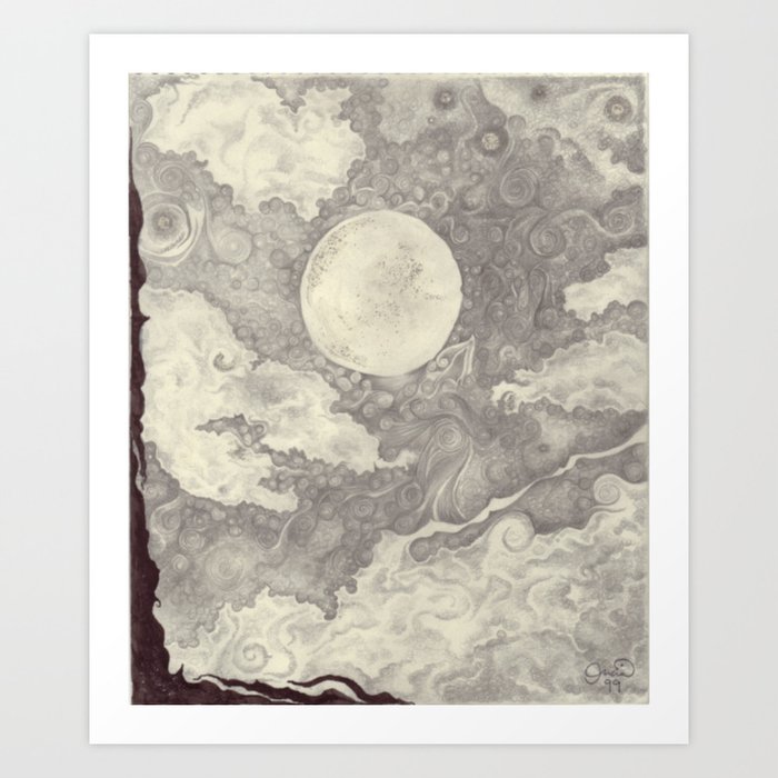 Moon black and white Art Print