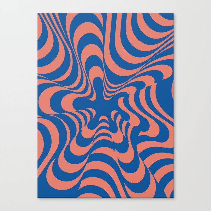 Abstract Groovy Retro Liquid Swirl in Blue Canvas Print