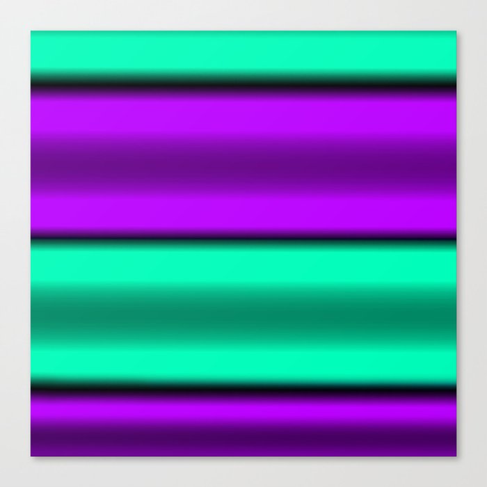 Purple & Mint Horizontal Stripes Canvas Print