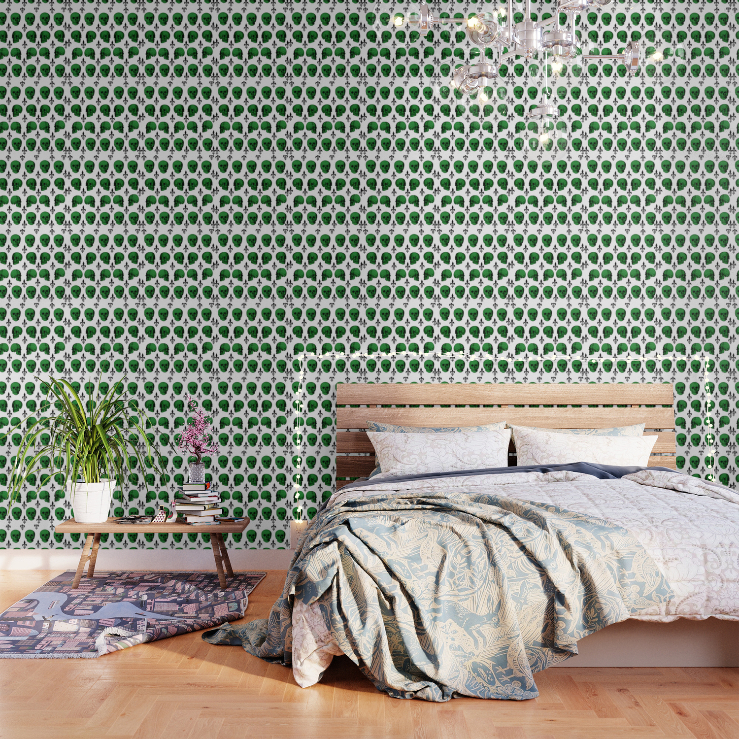 Green Skulls Wallpaper By Folknfunky Society6