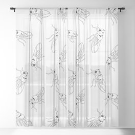 V-I-B-E-S (pattern, b&w) Sheer Curtain