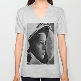 NASA Astronaut, Anna Fisher, black and white photograph V Neck T Shirt