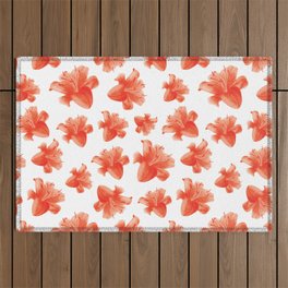 Red Lily Flowers Pattern Outdoor Rug