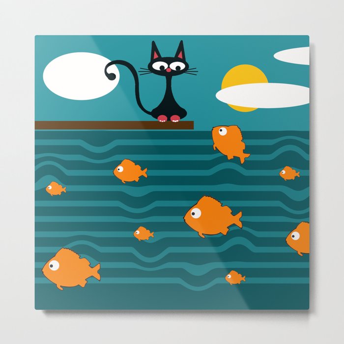 fishes and cat Metal Print