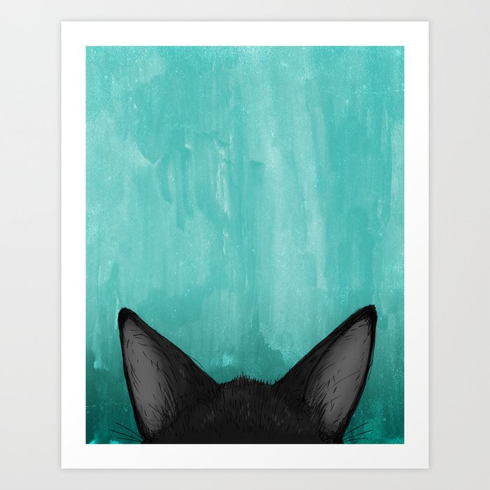 Black Kitty Ears Art Print