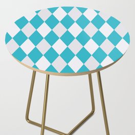 Blue And Silver Grey Diamond Argyle Pattern Side Table
