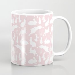 Rabbit Pattern | Rabbit Silhouettes | Bunny Rabbits | Bunnies | Hares | Pink and White | Coffee Mug