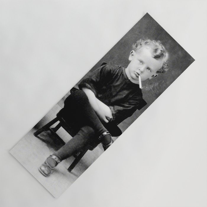 Smoking Boy with Chicken black and white photograph - photography - photographs Yoga Mat