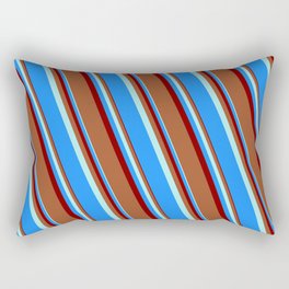 [ Thumbnail: Turquoise, Blue, Maroon, and Sienna Colored Lines Pattern Rectangular Pillow ]