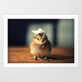Chick Wearing A White Sailor Hat Art Print
