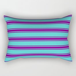 [ Thumbnail: Turquoise and Purple Colored Lines/Stripes Pattern Rectangular Pillow ]