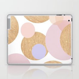 Abstract pink coral white gold glitter geometrical shapes Laptop Skin