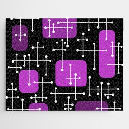 1950s Eames Era Art Crosshairs Black Fuchsia Pink Jigsaw Puzzle