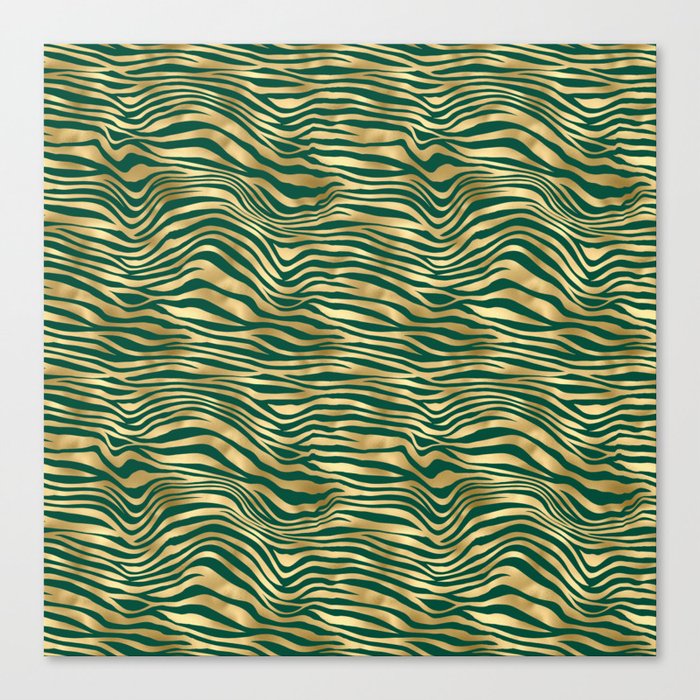 Green Gold Zebra Skin Print Pattern Canvas Print