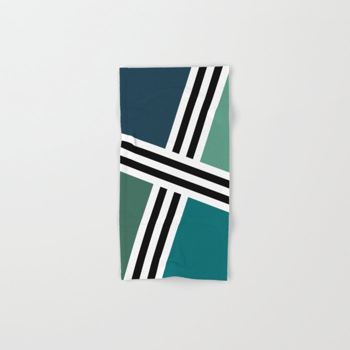 Abstract geometry - green and blue Hand & Bath Towel