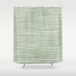 Abstract Stripes, Sage Green, Boho Wall Art Shower Curtain
