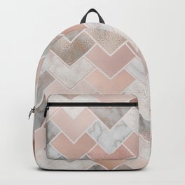 Rose Gold and Marble Geometric Tiles Backpack